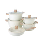 DONNOR Pentole e Padelle Set 10 Pezzi Set di Pentole Antiaderenti Set di Pentole da Cucina a Induzione Non Tossico con Padelle Stock Pot JT526