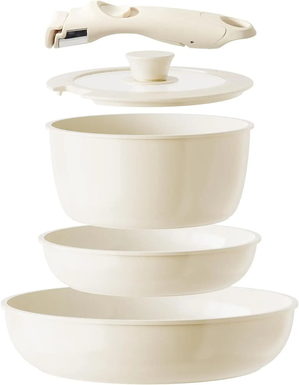 Set di pentole in granito antiaderenti da 5 pezzi con manico rimovibile Set di pentole da cucina per esterni Kit fornello da campeggio per camper a induzione con coperchio