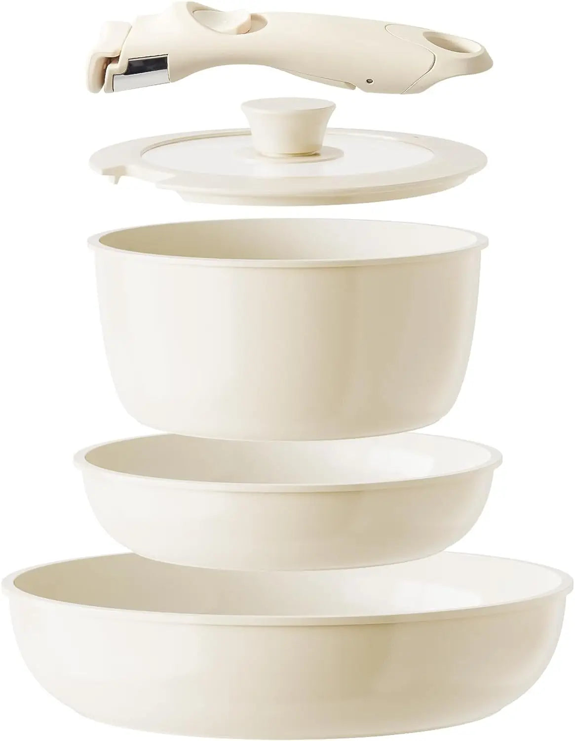 Set di pentole in granito antiaderenti da 5 pezzi con manico rimovibile Set di pentole da cucina per esterni Kit fornello da campeggio per camper a induzione con coperchio
