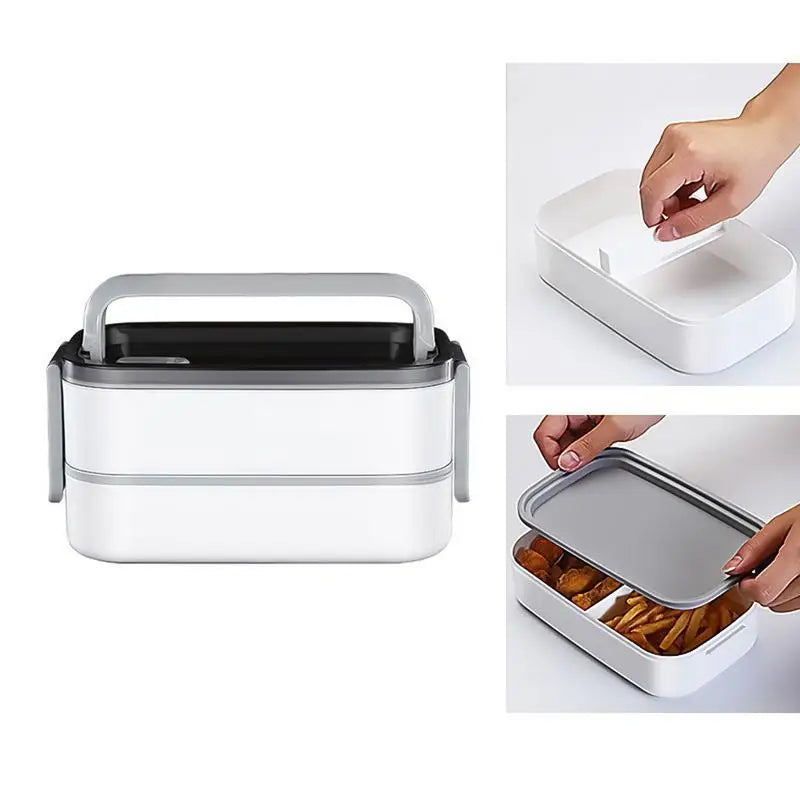 Lunchbox Thermobehälter 2-Schicht-Mahlzeit-Lunchbox mit Griff Auslaufsichere Salatschüssel für Schulreisen, Arbeit im Freien, Camping