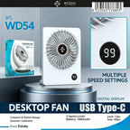 WETECH Ventilatore portatile piccolo, ventilatore da tavolo ricaricabile tramite USB, ventilatore personale silenzioso a 3/5 velocità per studio e ufficio