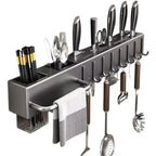 Mensola da cucina senza attrezzi, accessori da cucina, tubo per bacchette multifunzionale a parete, deposito per coltelli e attrezzi