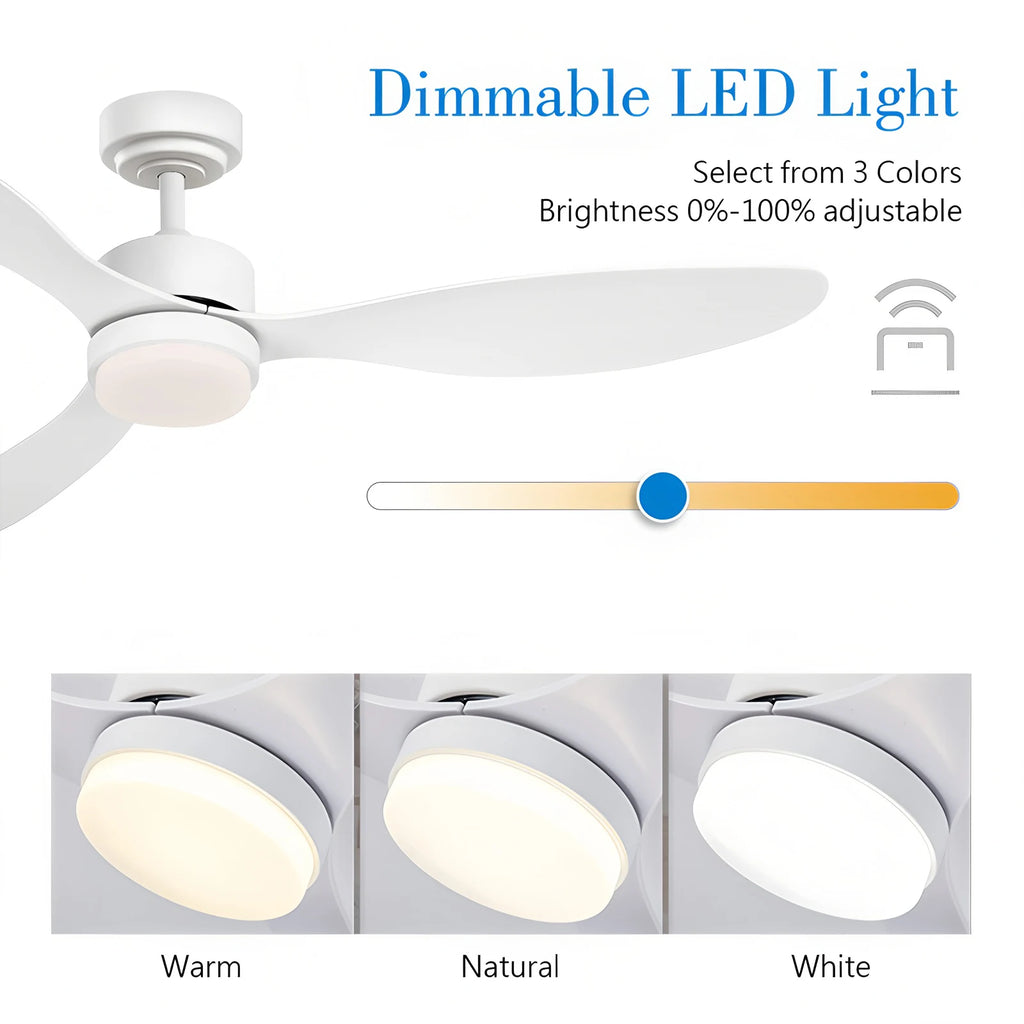 Ventilatore da Soffitto a Risparmio Energetico da 42-52 Pollici con Luce e Telecomando Ventilatore Elettrico Reversibile a 3 Pale, Ventilatore da Soffitto a Basso Profilo per Caffetteria, Casa, Hotel, Ufficio, Bungalow