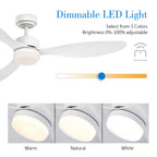 Ventilatore da Soffitto a Risparmio Energetico da 42-52 Pollici con Luce e Telecomando Ventilatore Elettrico Reversibile a 3 Pale, Ventilatore da Soffitto a Basso Profilo per Caffetteria, Casa, Hotel, Ufficio, Bungalow