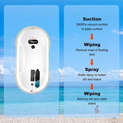 PuRuiKai Window Cleaner Robot Automatic cleaning with intelligent path planning, 5600 Pa suction power, edge detection technology