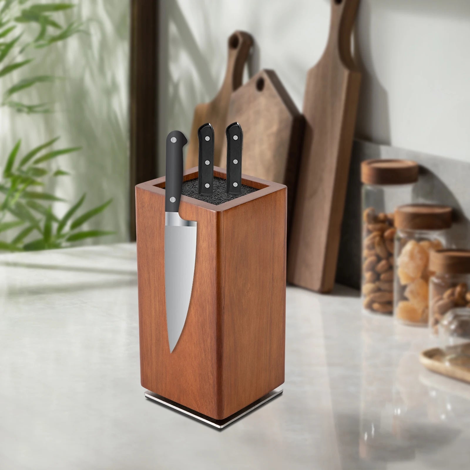 Magnetischer Messerblock, universelle Messeraufbewahrung aus Holz, 360° drehbarer, multifunktionaler Messerhalter für Küchentheke, Restaurant, Hotel
