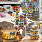 12+4er-Set Glasbehälter für Lebensmittel mit luftdichten Deckeln, BPA-freie und auslaufsichere Glasbehälter, mikrowellen- und gefriergeeignet, für Essensreste und Portionskontrolle