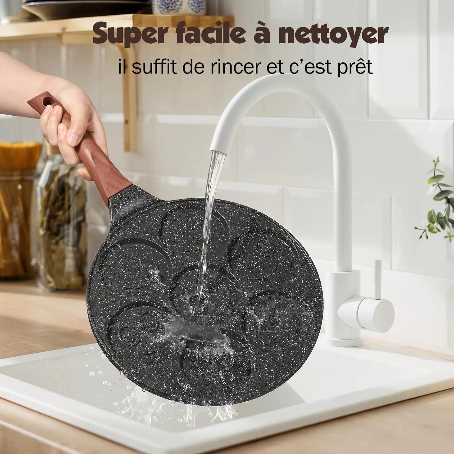 Padella per Pancake Sorridenti, Antiaderente con 7 Fori per Crepe