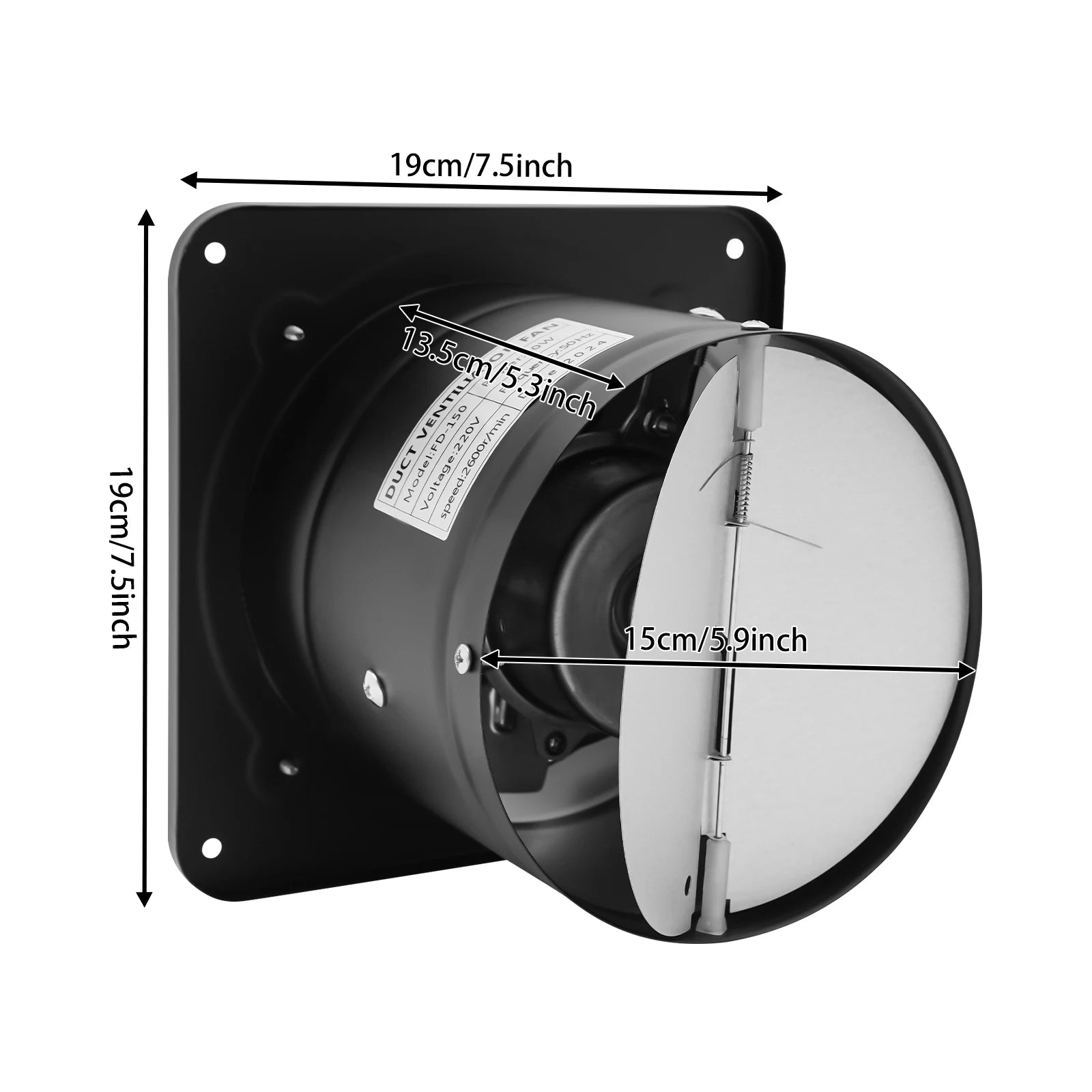 Ventilatore Estrattore Industriale/Domestico da 6 Pollici, Peso Netto 1,25 kg, EU 220V 50Hz, Cablaggio Richiesto, Fori di Montaggio Pre-forati