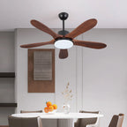 Ventilatore da soffitto da 132 cm con luce, reversibile, 6 velocità, LED da 30 W, telecomando, nero/marrone