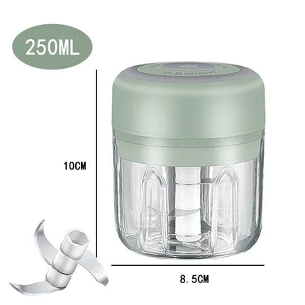 Tritacarne Elettrico Aglio Chopper 100ML/250ML, Spremiaglio Girevole, Tritaverdure, Taglia Cipolle, Accessori da Cucina