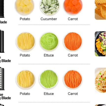 Tritatutto Elettrico Multifunzione per Verdure e Frutta, Affettatrice Elettrica per Patate e Carote, Utensile da Cucina