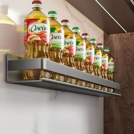 Luxury Light Kitchen Storage Rack, Carbon Steel Spice Rack, No Drilling Wall Mounted Home Wall Shelf Organizer