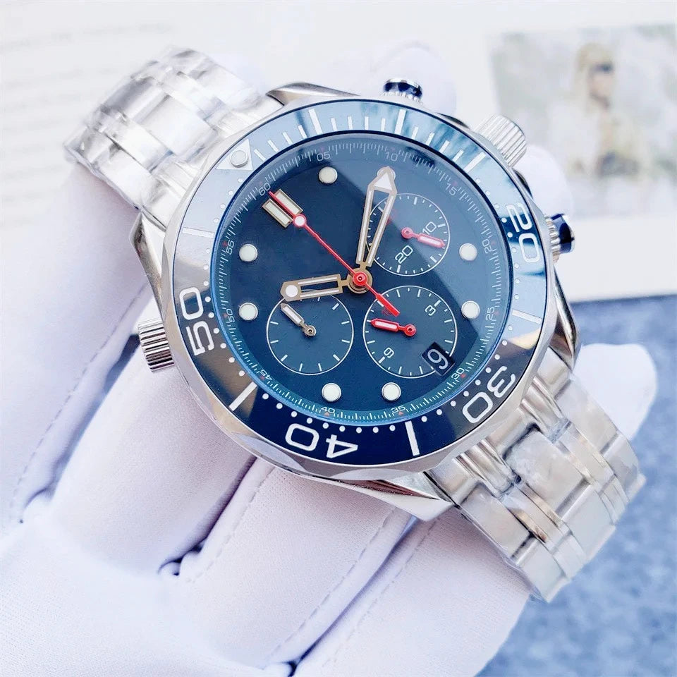 Orologio da Polso al Quarzo per Uomo, 43mm, Acciaio Inossidabile, Vetro Zaffiro
