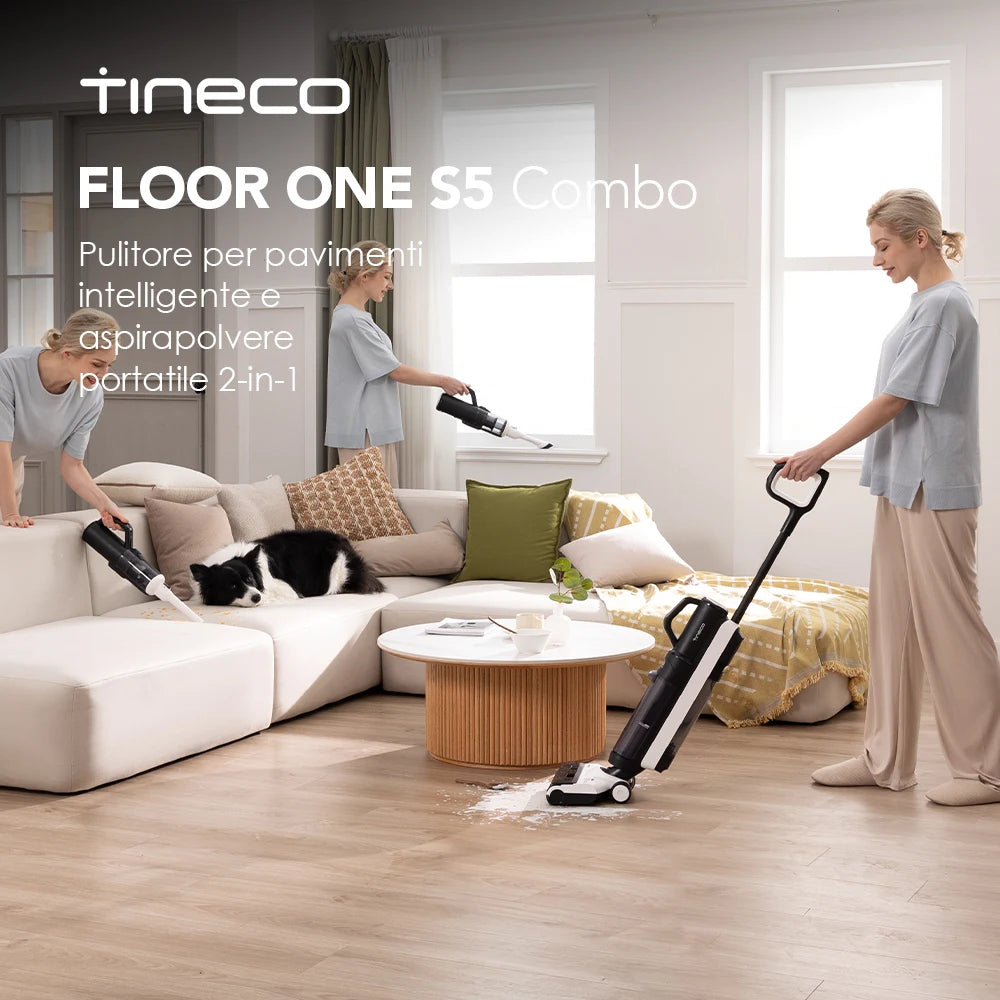 Tineco Floor One S5 Combo Smarter Nass-/Trockensauger mit iLoop-Technologie, 5-in-1 Nasssauger für Tierhaare, Hartböden, LED-Display, Wi-Fi