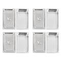 4 Piece Stainless Steel Steam Table Pans Set with Lids 9 Liter Rectangle Modern Silver Dishwasher Oven Freezer Table Safe