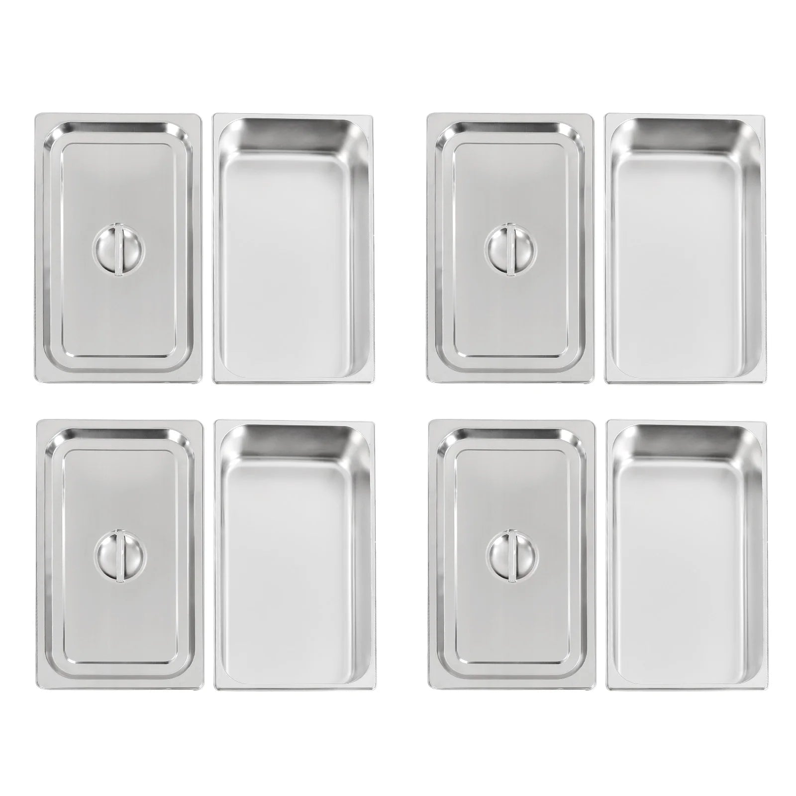 4-teiliges Dampfgarer-Set aus Edelstahl mit Deckel, 9 Liter, rechteckig, modern, silber, spülmaschinen-, ofen- und gefriergeeignet
