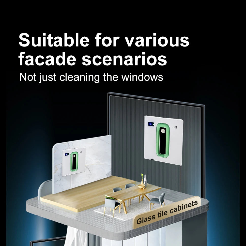 Roboter Fensterputzer 2500PA mit starker Saugleistung und Spray, elektrischer Anti-Fall Fensterputzroboter mit Fernbedienung und Staubsaugerfunktion