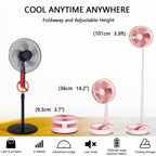 Ventilatore Portatile Pieghevole Ricaricabile [con Telecomando] a Batteria, Ventilatore da Terra Richiudibile, 4 Velocità, Timer