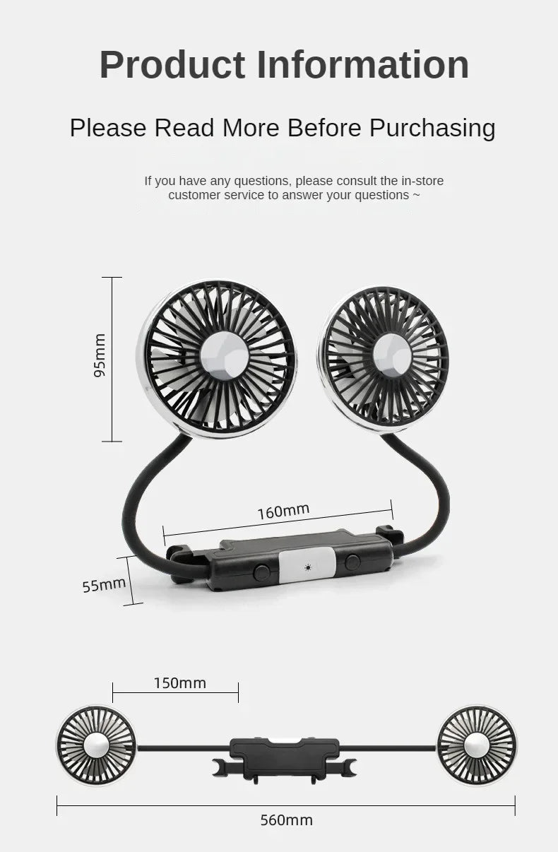 360 °   Ventilatore USB Rotante a Doppia Testa, Ventilatore di Raffreddamento a 3 Velocità per Auto e Casa, Ventilatori Silenziosi, Elettrodomestici