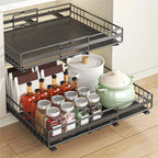 2 Pezzi Organizzatore Estraibile per Armadietto da Cucina, Senza Foratura, Cassetti Scorrevoli Espandibili per Cucina, Dispensa, Bagno