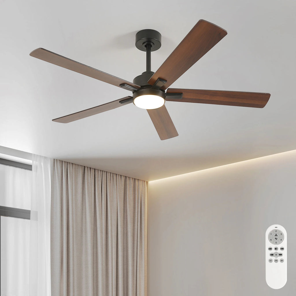 Ventilatore da Soffitto 52'' per Piccoli Ambienti: Ventilatori da Soffitto Moderni con Luce e Telecomando - Motore DC Reversibile Silenzioso Dimmerabile con 6 Velocità