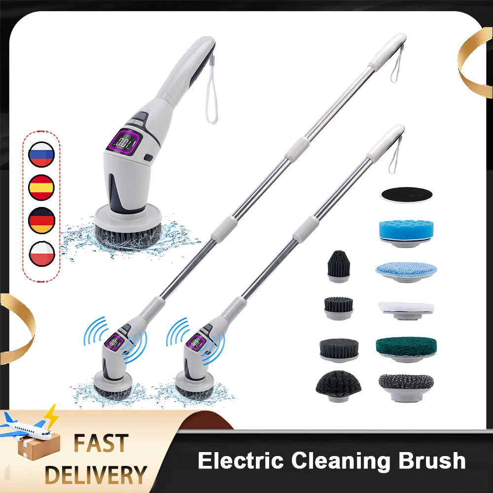 Elektrische Reinigungsbürste 10-in-1, kabellos, multifunktional, für Küche, Bad, WC, Haushalt, Haarbürsten und Mopp