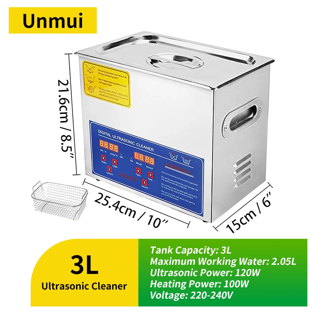 Digitaler Ultraschallreiniger 2L/3L/6/10/15/30L mit Heizung, 40KHz Ultraschallreinigungsgerät aus Edelstahl, Haushaltsgerät