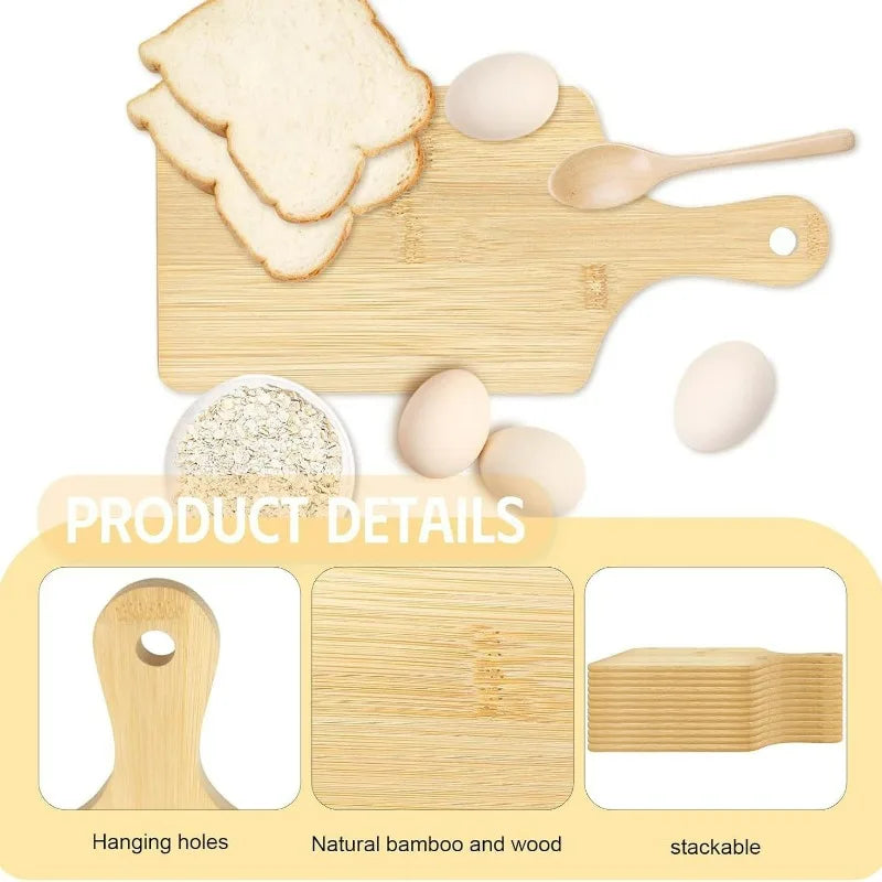 Holzschneidebretter mit Griff, Küchenschneidebretter aus Bambus für Pizza, Brot, Käse, Wurst und Gemüse