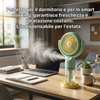 Ventilatore portatile a spruzzo, potente mini ventilatore da tavolo USB, flusso d'aria a 3 velocità, perfetto per casa, ufficio, camera da letto e viaggi all'aperto.