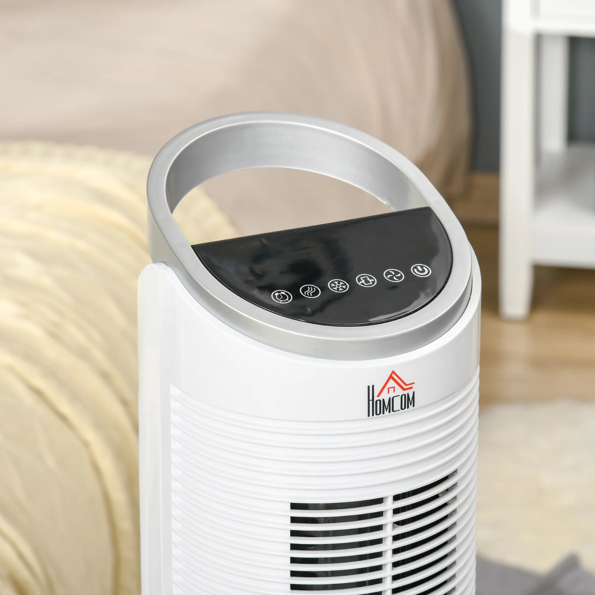 Ventilatore a torre da 60W raffreddato ad acqua con telecomando, funzione umidificante, timer di 8 ore, adatto per ambienti inferiori a 20 m². ㎡ Diametro 30 cm, altezza 100,8 cm.