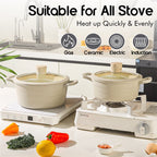 DONNOR 15 Pezzi Pentole e Padelle in Ceramica Set di Pentole Sane Antiaderenti Set da Cucina Set da Cucina con Padella a Induzione RV Set JT530