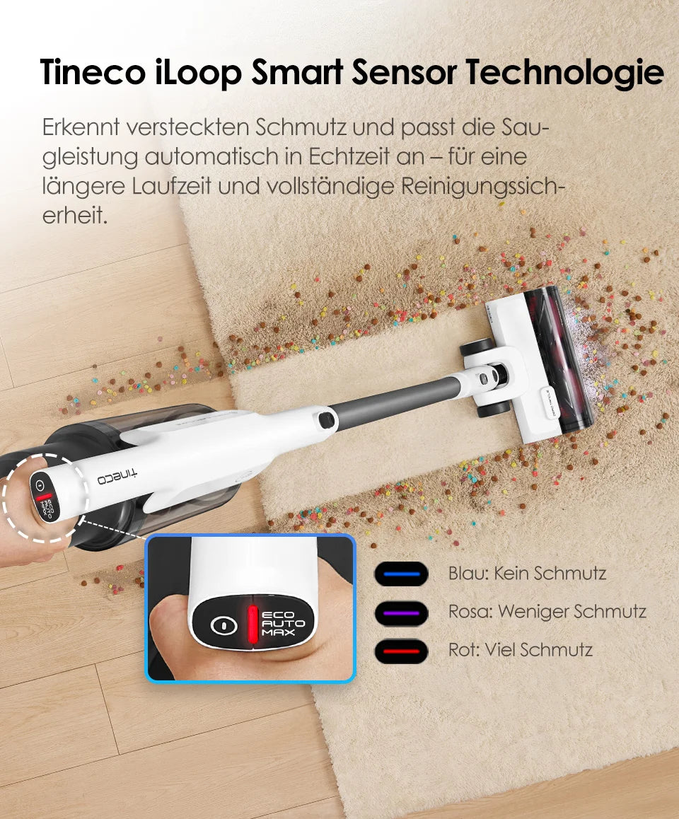 Tineco A30S, Akku-Staubsauger, 160 W Saugleistung, 60 Minuten Laufzeit, 1 L Staubbehälter, ZeroTangle-Bürste, PureCyclone-Technologie, LED-Licht
