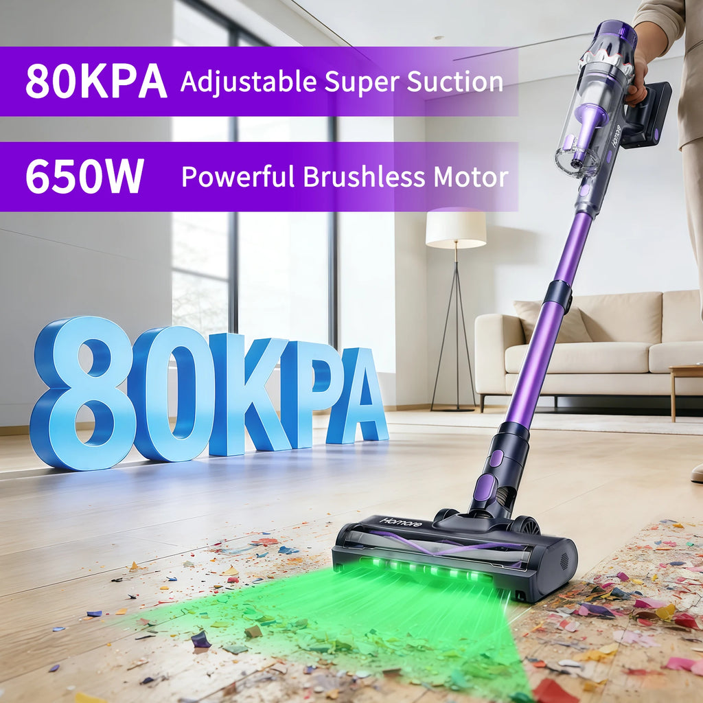 Homore P15C 650W 80KPA Leistungsstarker kabelloser Handstaubsauger mit LED-Display, 4 Saugmodi, freistehende Funktion