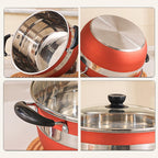 Set di Pentole Antiaderenti da 12 Pezzi in Acciaio Inox Premium con Coperchi in Vetro per Cucina Domestica