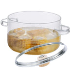 Glasauflauf Topf Transparenter Kochtopf mit Deckel 1,6 L Hitzebeständiger Glas-Suppentopf Doppelgriff-Glastopf Kochgeschirr Küchenutensilien