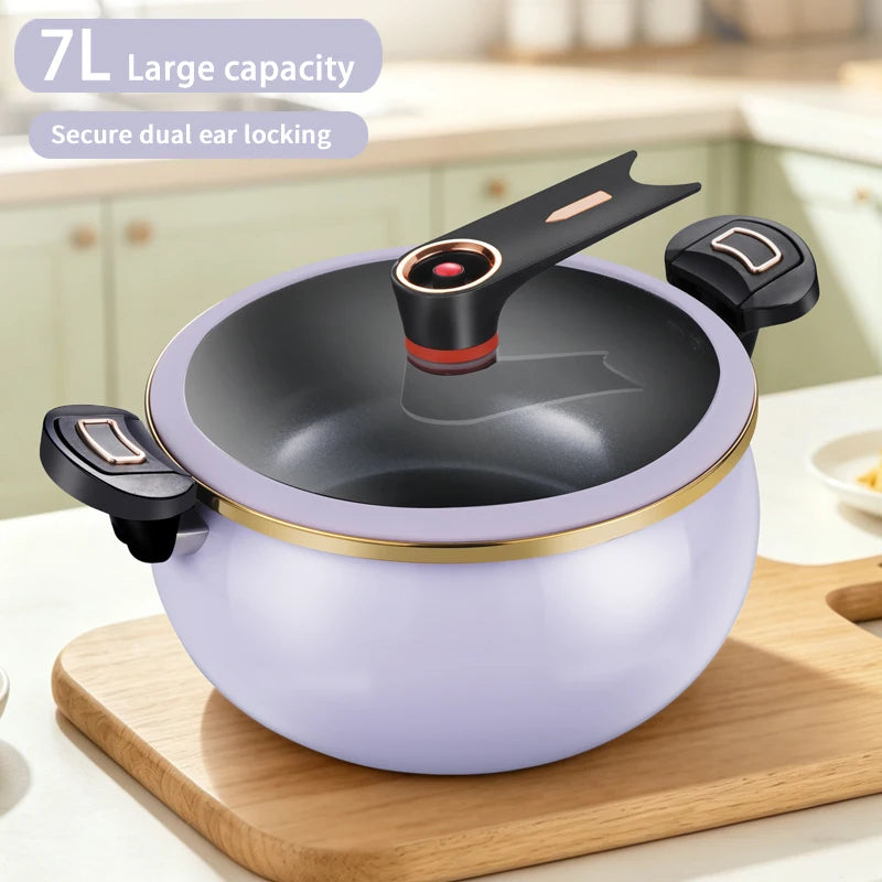 1 pentola a pressione Fat Daddy Micro, grande capacità da 7 litri, 26 cm, adatta per uso domestico, pentola antiaderente multifunzionale per stufare e cucinare zuppe, compatibile con piani cottura a induzione e fornelli a ga