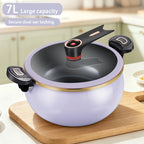 1 pentola a pressione Fat Daddy Micro, grande capacità da 7 litri, 26 cm, adatta per uso domestico, pentola antiaderente multifunzionale per stufare e cucinare zuppe, compatibile con piani cottura a induzione e fornelli a ga