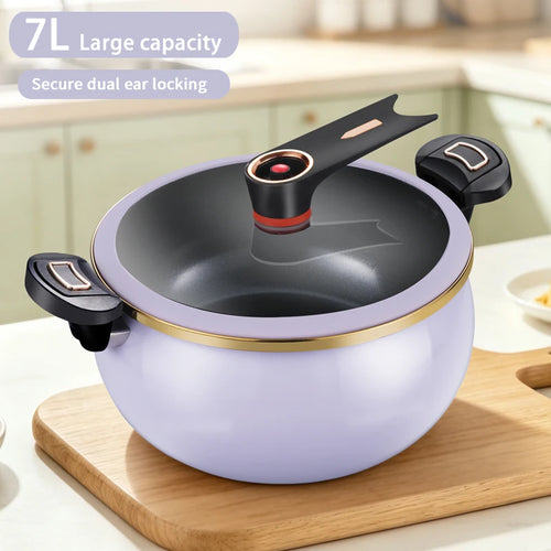 1 pentola a pressione Fat Daddy Micro, grande capacità da 7 litri, 26 cm, adatta per uso domestico, pentola antiaderente multifunzionale per stufare e cucinare zuppe, compatibile con piani cottura a induzione e fornelli a ga