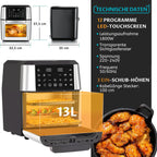 Sinaopus Friggitrice ad Aria 9L Doppio Cestello 2000W con Display LED 2 Zone Cottura