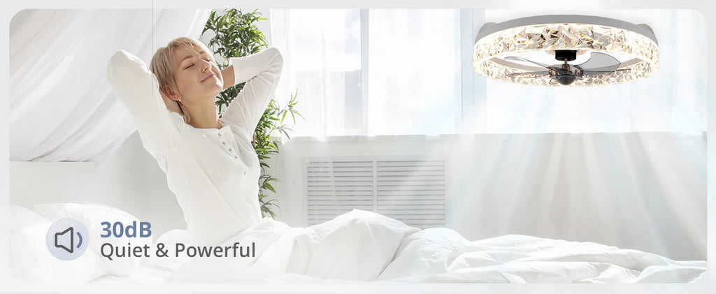 Ventilatore da Soffitto Intelligente XINGOO con Luce e Telecomando, Ventilatore Decorativo per Camera da Letto, Ventilatore a 6 Velocità con Luce LED Circolante