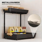 Küchenregal, höhenverstellbares Regal mit 2 Körben, Kaffeebar-Schrank 40 x 30 x 33,5-42 cm