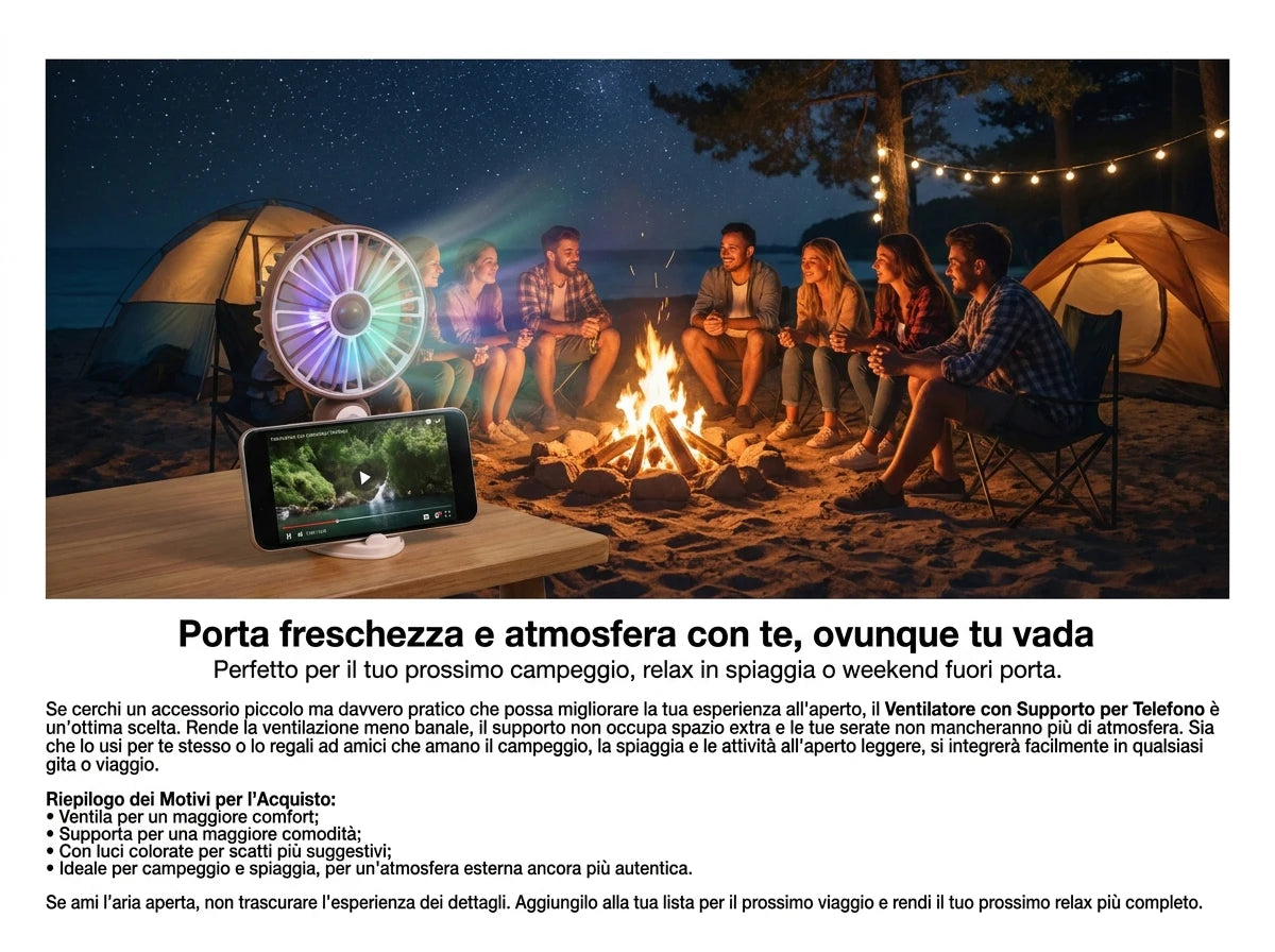 Mini ventilatore portatile con ricarica USB, ventilatore da tavolo, ventilatore portatile con luce ambientale integrata, tre livelli di velocità, per ufficio, viaggi, trucco, campeggio, pendolarismo all'aperto