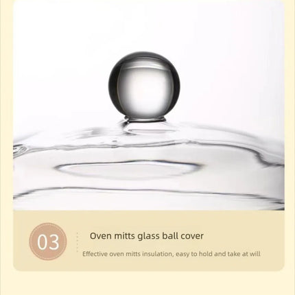1350/1900 ml Ciotola per zuppa in vetro borosilicato alto con manico, pentola in vetro resistente al calore con coperchio, pentola trasparente