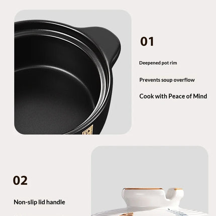 Ceramic Pots Clay Pot Gas Stove Safe Durable Heat Resistant Crack Proof Casserole Stew Soup Clay Pot Rice Cooker