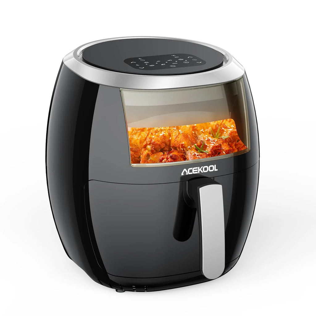 8L digitale Heißluftfritteuse – schnelles Garen 1800W, Touchpanel, 8 voreingestellte Programme, 360° Zirkulationstechnologie, ölfrei, antihaftbeschichtet, spülmaschinenfest, Familiengröße, schwarz