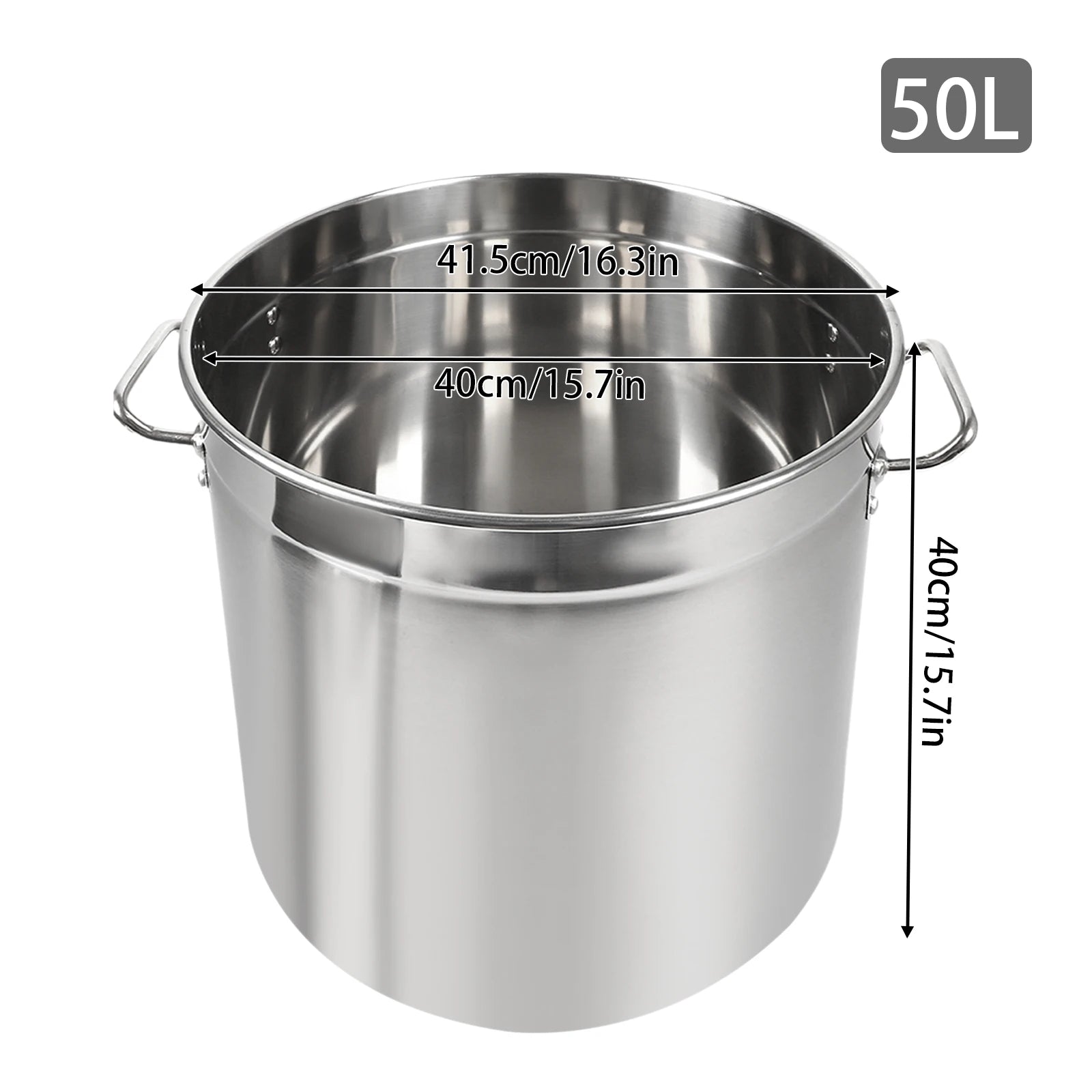 35/50/70 Liter Suppentopf mit Deckel und Griffen, multifunktionaler Edelstahlkochtopf zur Aufbewahrung von Flüssigkeiten/Feststoffen