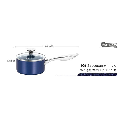 MICHELANGELO Set di pentole per salsa antiaderenti in alluminio Pentolino per latte per uso domestico con manico in acciaio inossidabile Pentola per zuppa Utensili da cucina