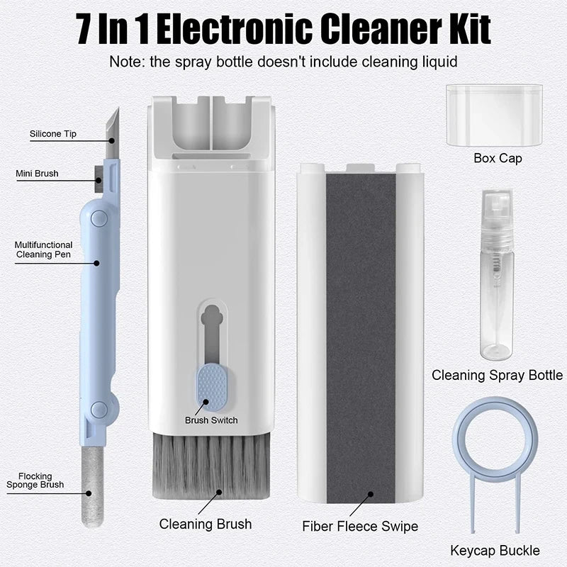 7 in 1 kit spazzola per pulizia tastiera computer penna per pulizia auricolari per auricolare strumenti per la pulizia della tastiera kit estrattore per copritasti detergente