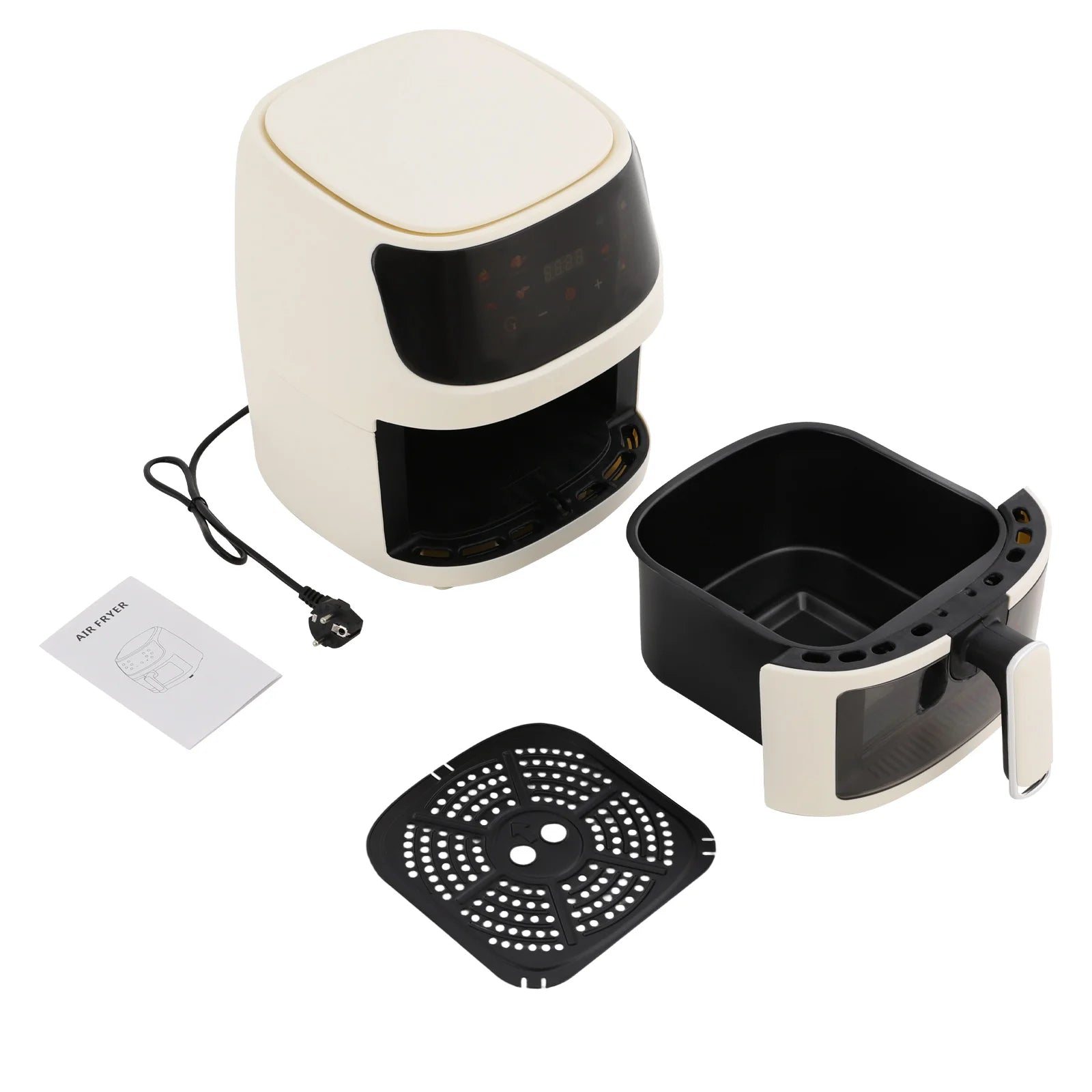 Friggitrice ad aria 5 litri 1350W 220V con controllo temperatura NTC, nero o bianco